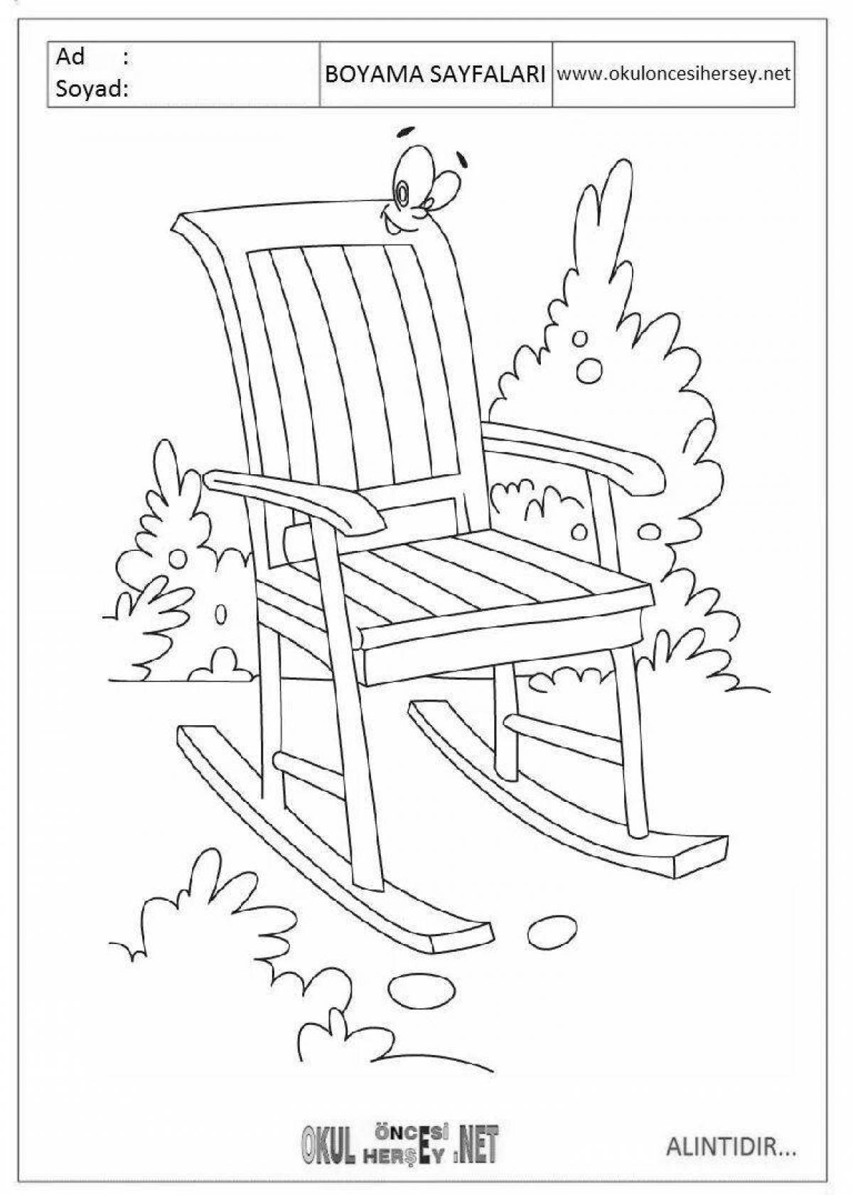 Юмористическая раскраска кресло для детей