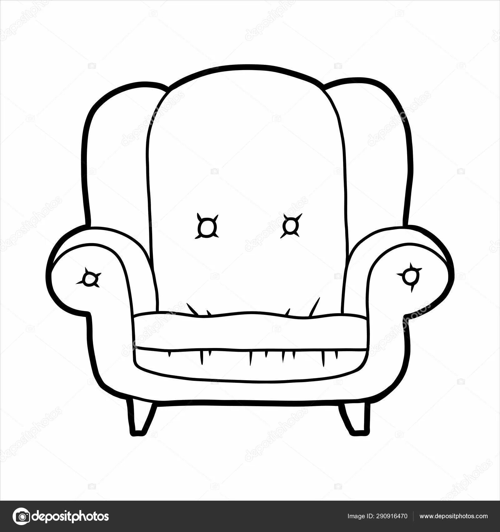 Раскраска стильное кресло для детей