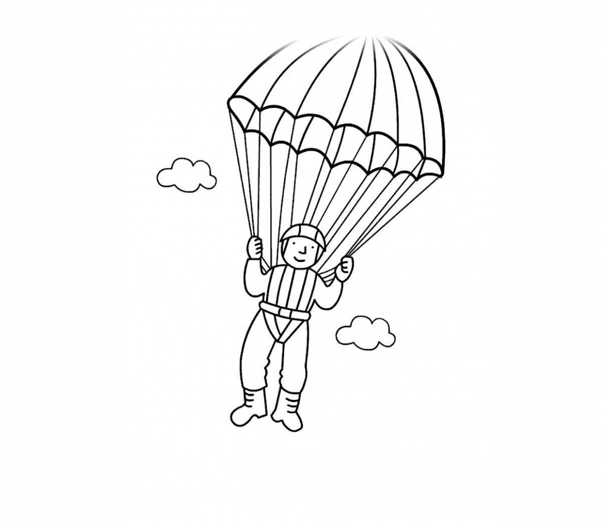 Красочная страница раскраски с парашютом для детей
