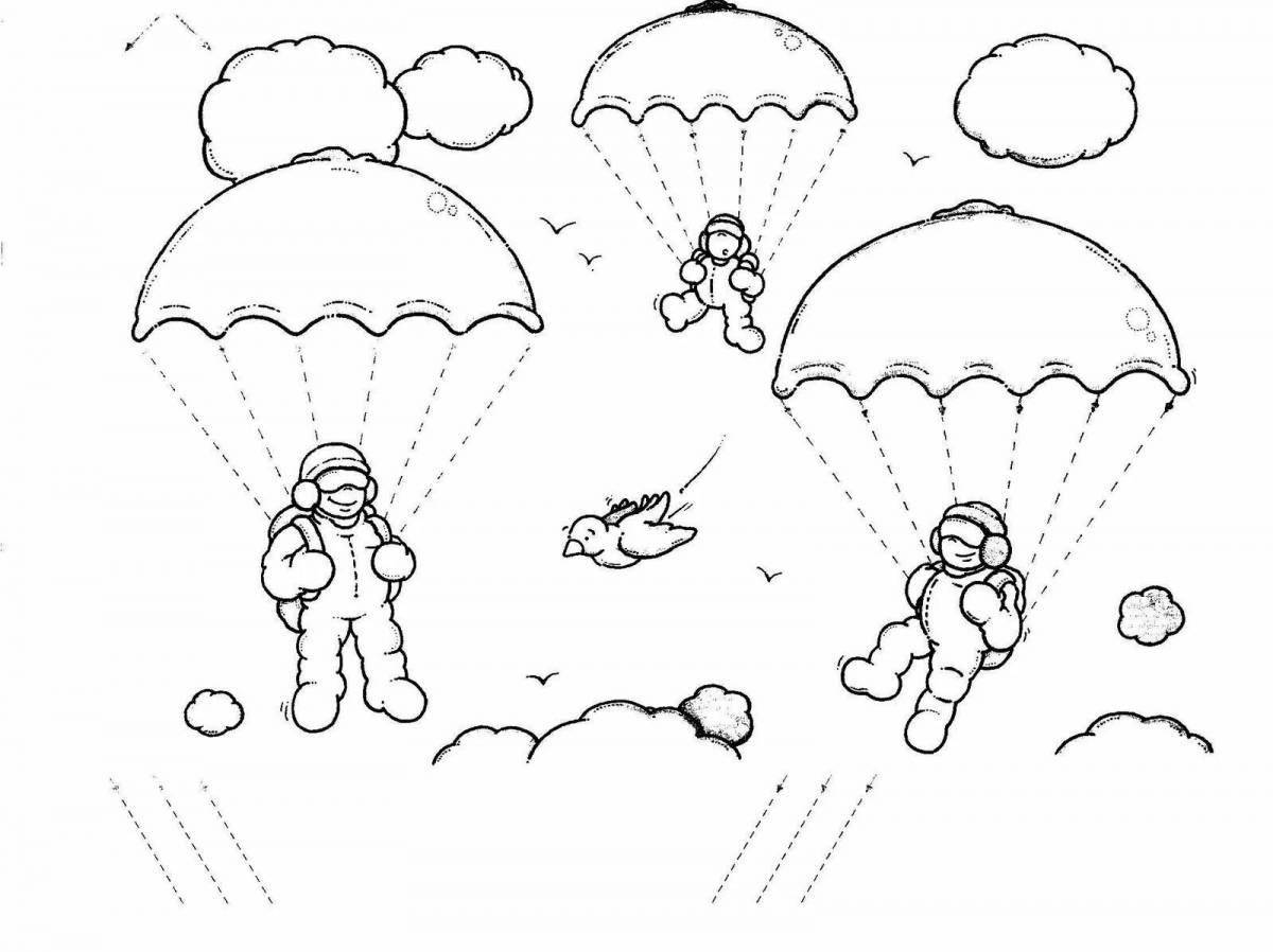 Веселая раскраска с парашютом для малышей