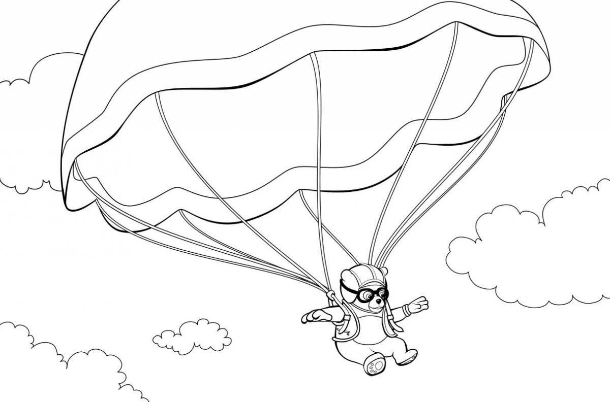 Развлекательная раскраска парашюта для детей