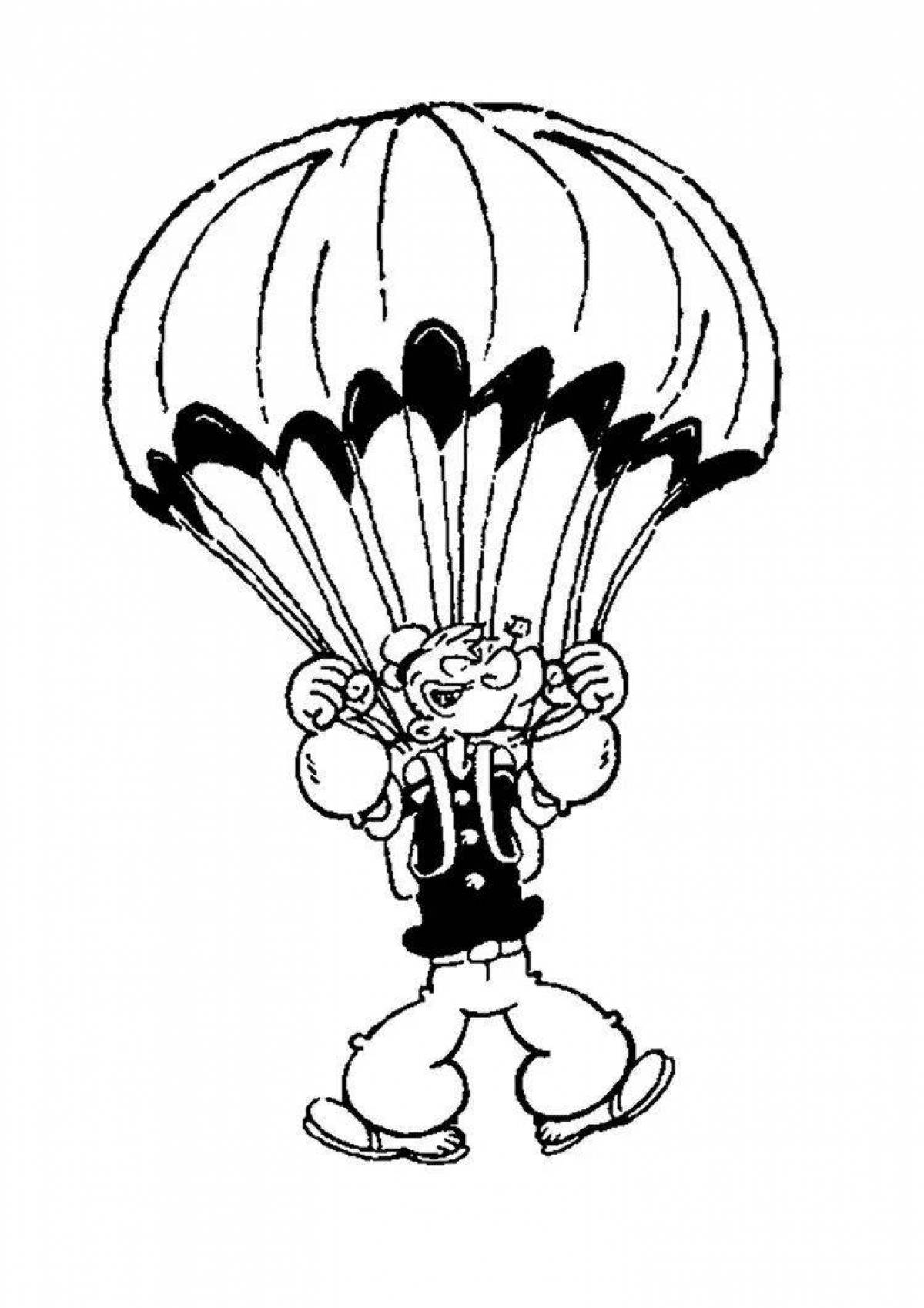 Забавная раскраска с парашютом для малышей