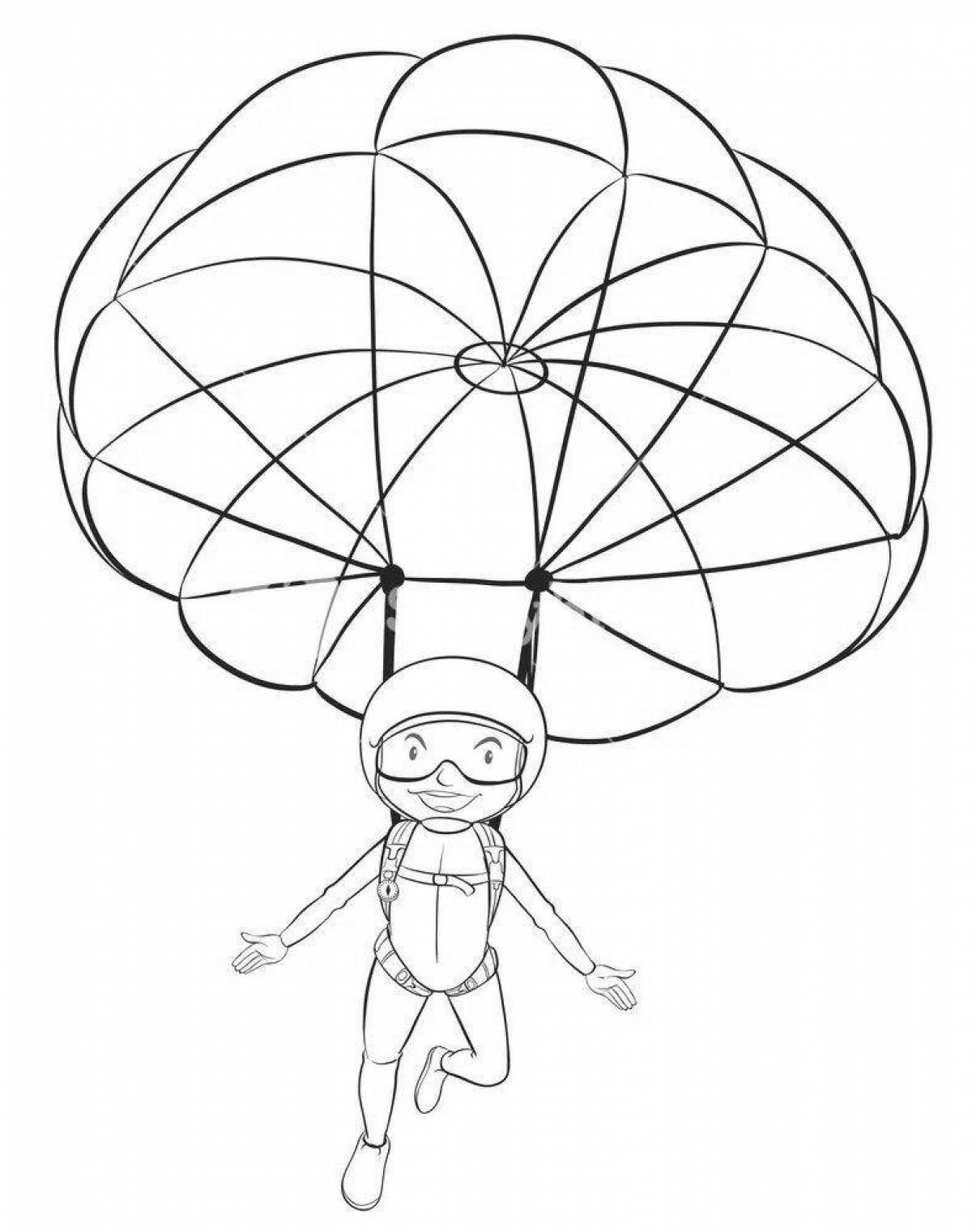 Оживленная страница раскраски парашюта для младенцев