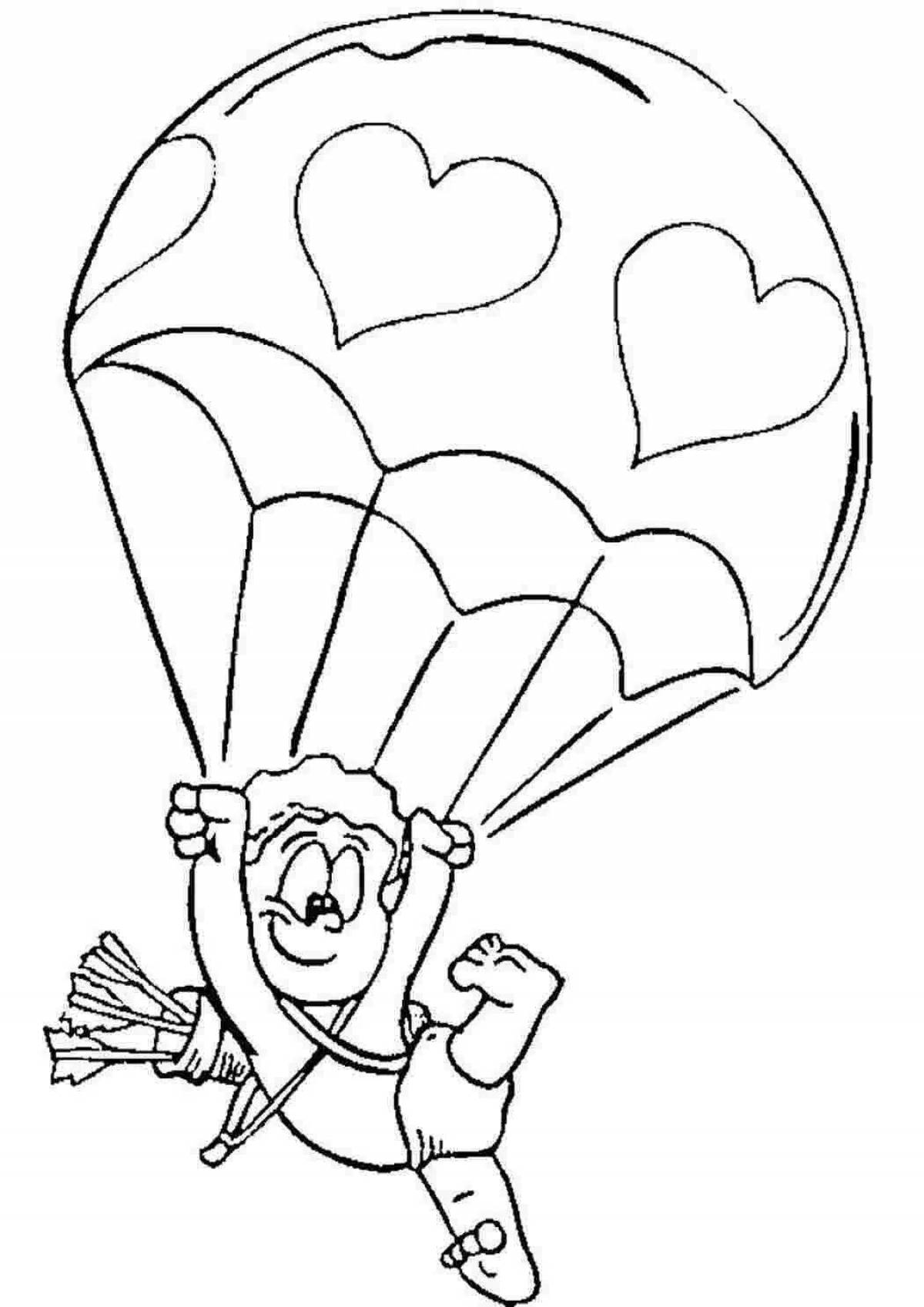 Coloring book shining parachute for preschoolers