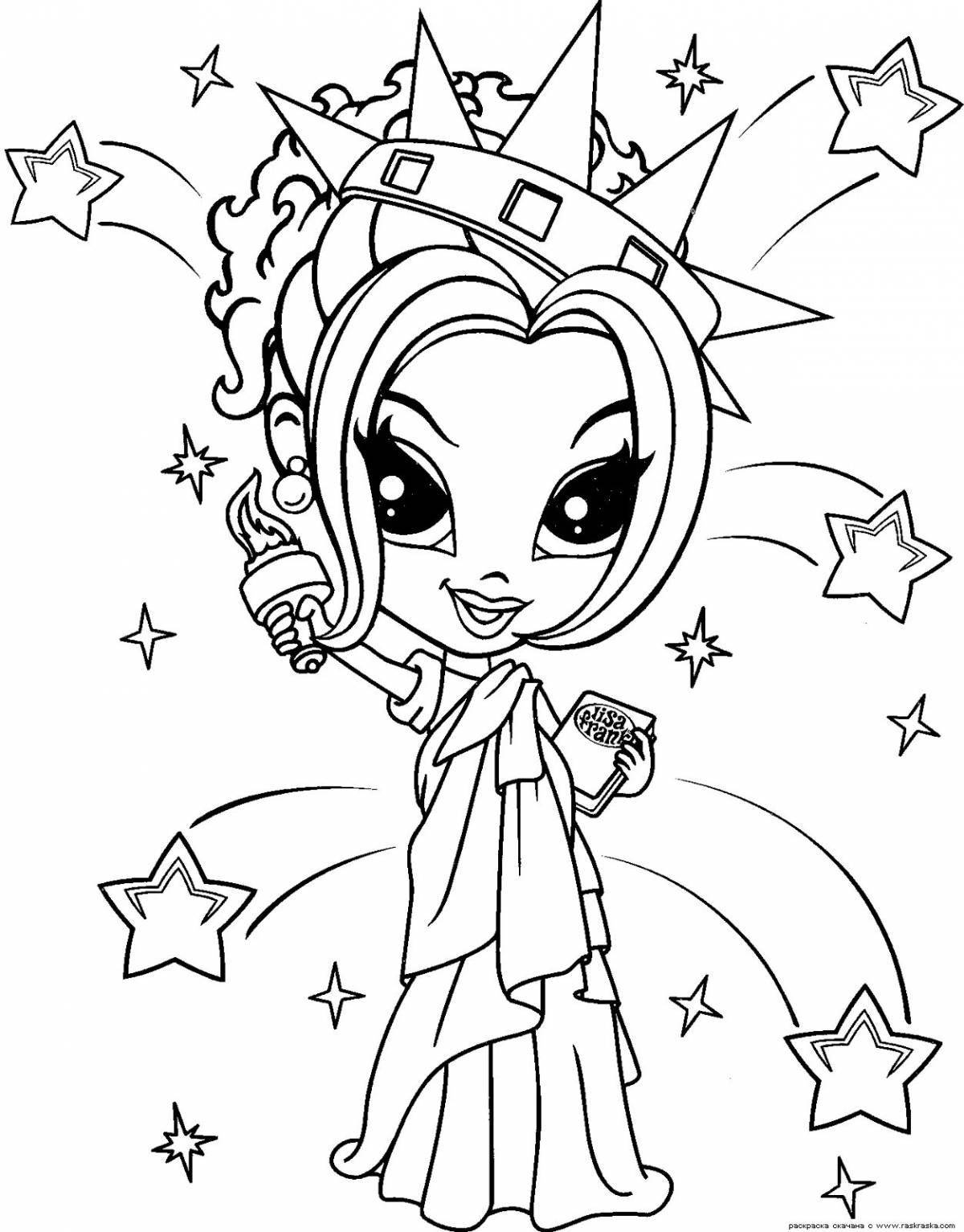 Sparkling coloring page 7 for girls