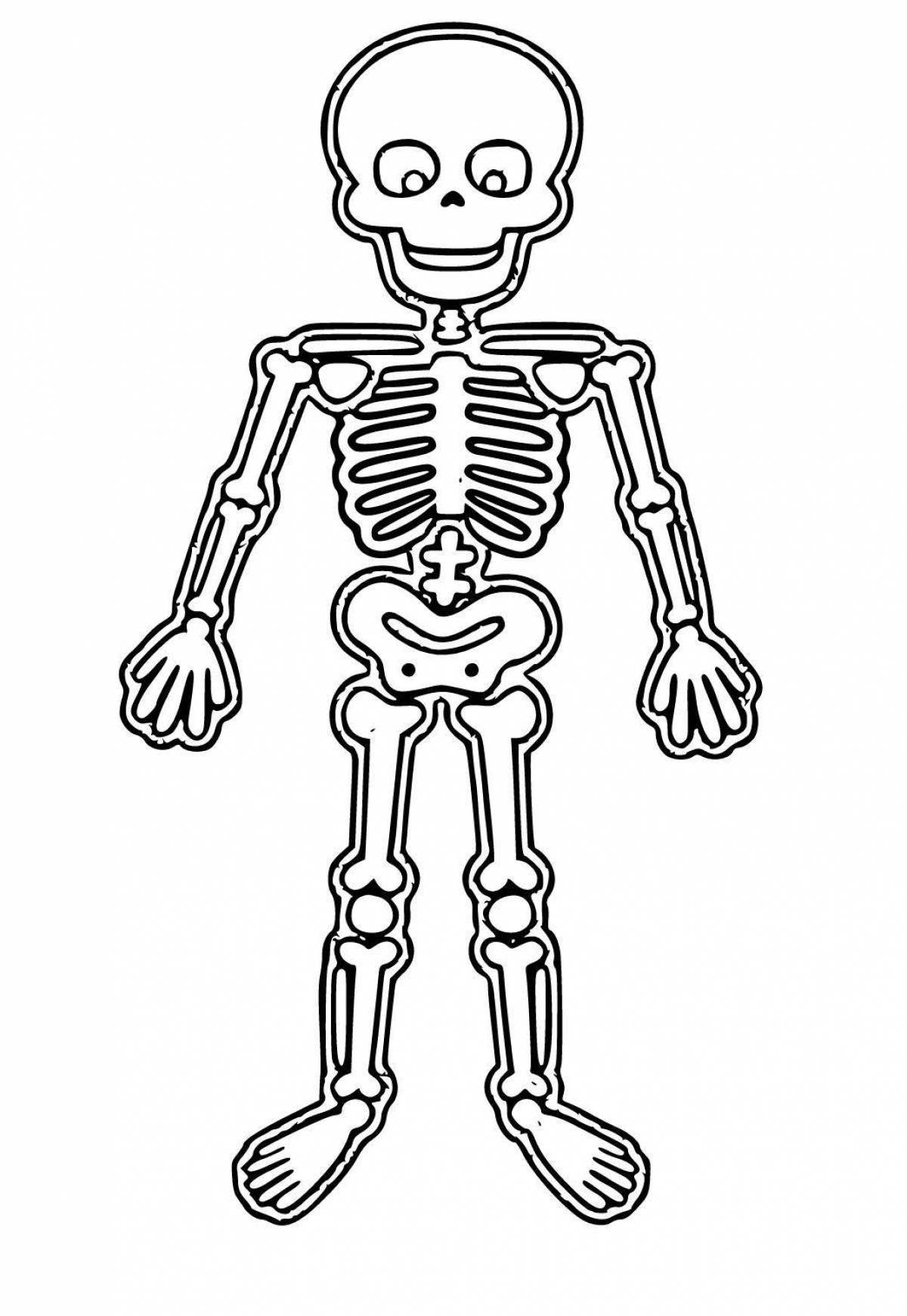 Радостная раскраска скелета для детей