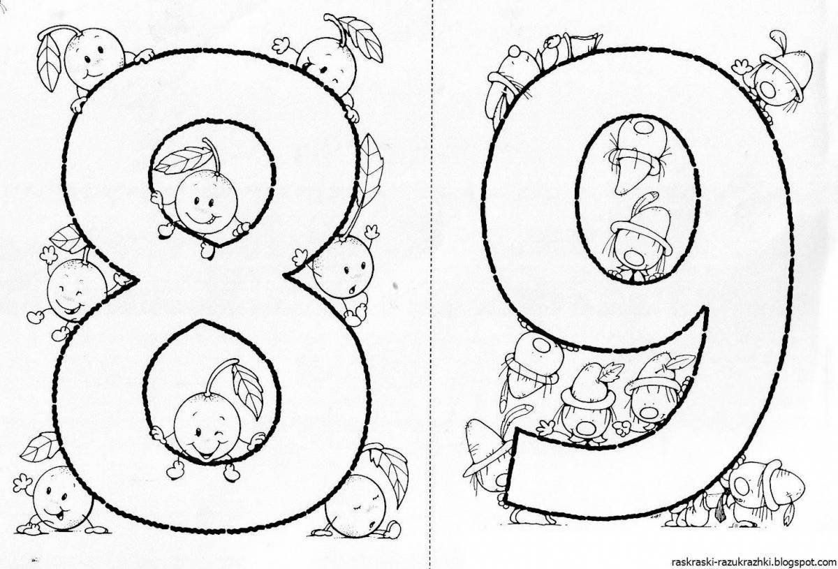 Fun coloring number 8 for children