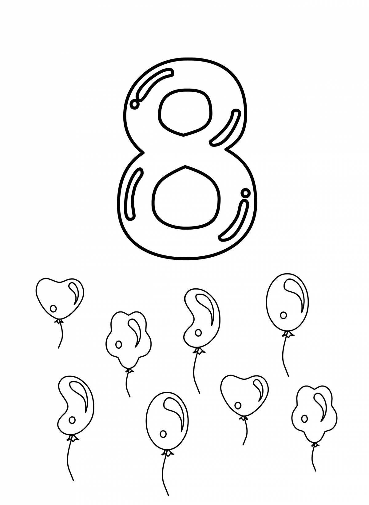 Color number 8 coloring pages for kids