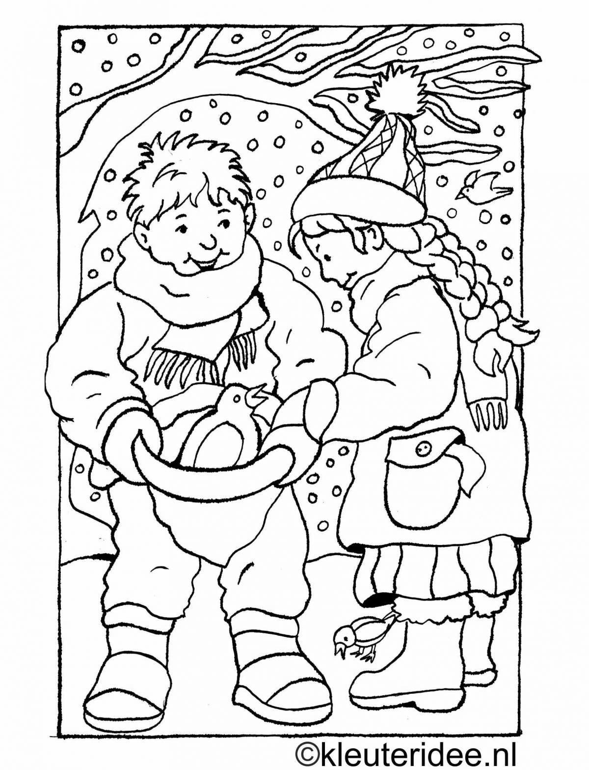 Rampant coloring of Christmas carols for children