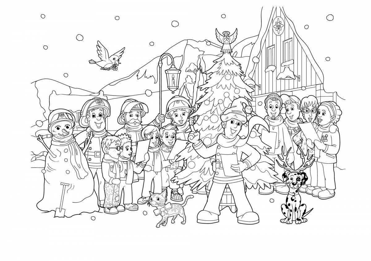Glowing Christmas carol coloring pages for kids