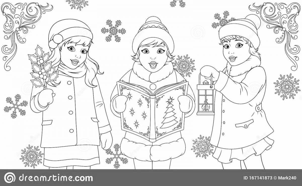 Christmas carols coloring pages for children