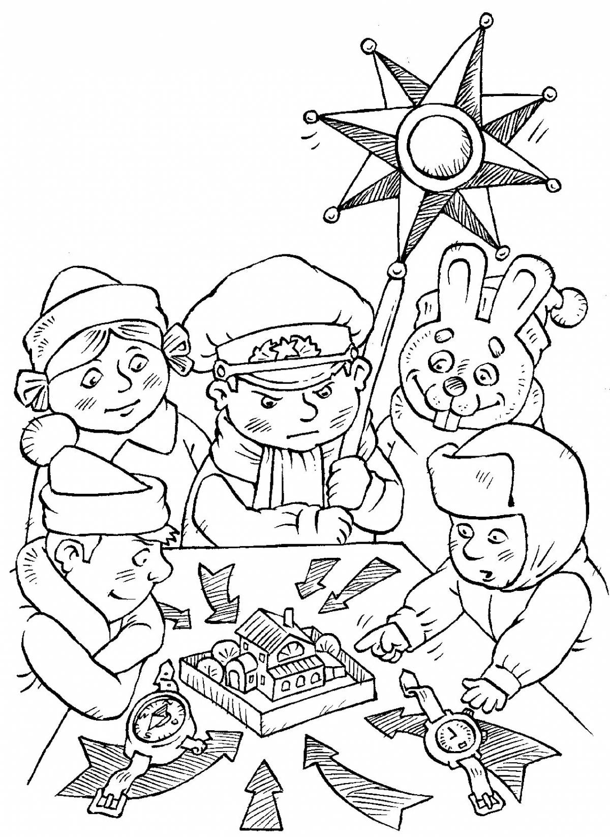 Shiny Christmas carol coloring book for kids