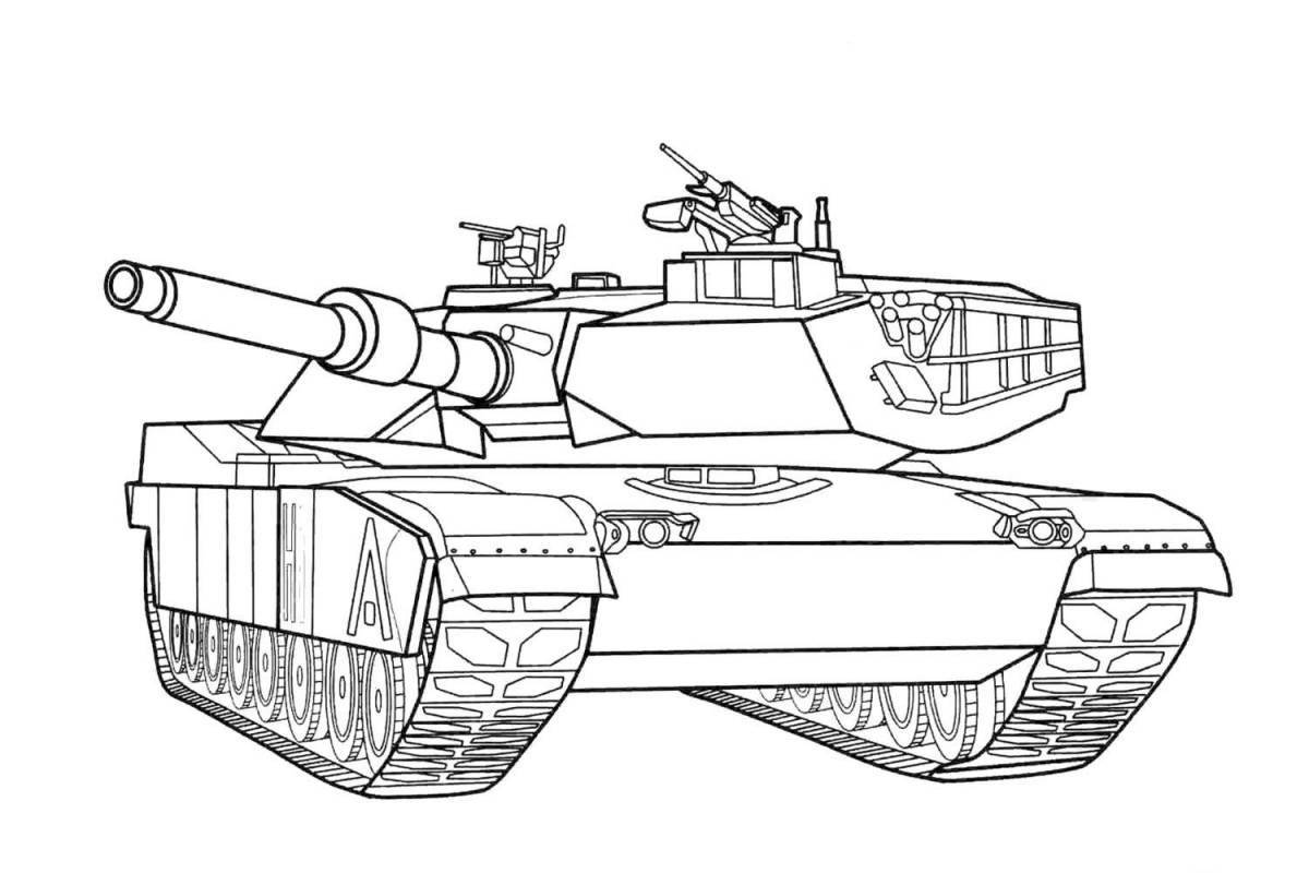 Цветной взрывной рисунок танка для детей