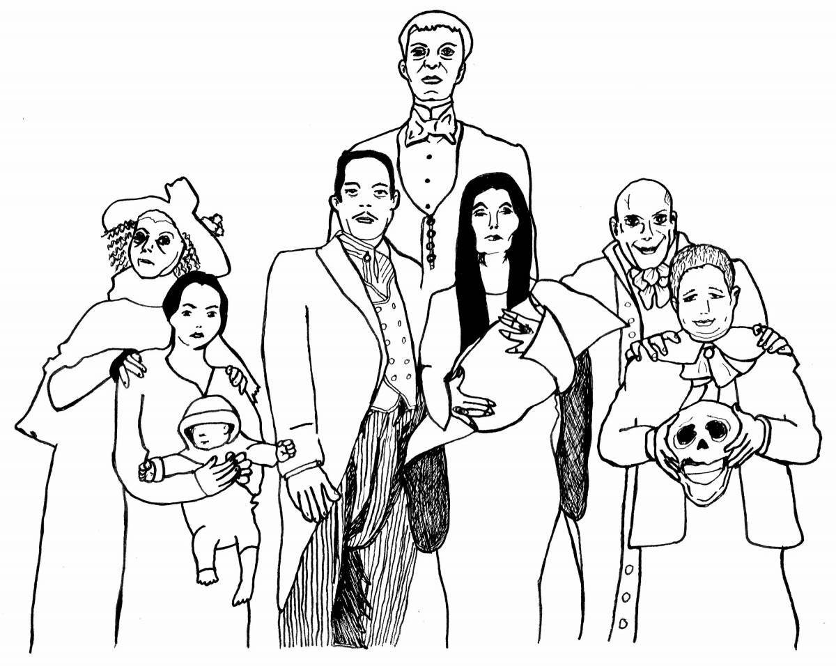 Joyful addams family coloring pages for kids