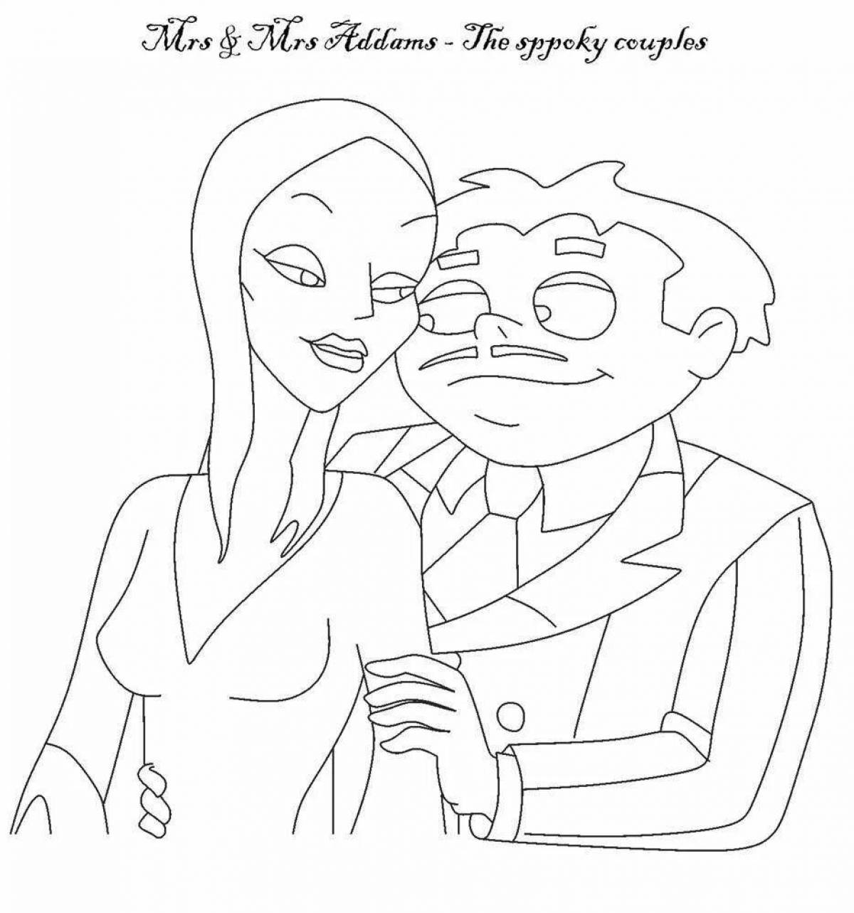 Playful addams family coloring page for kids