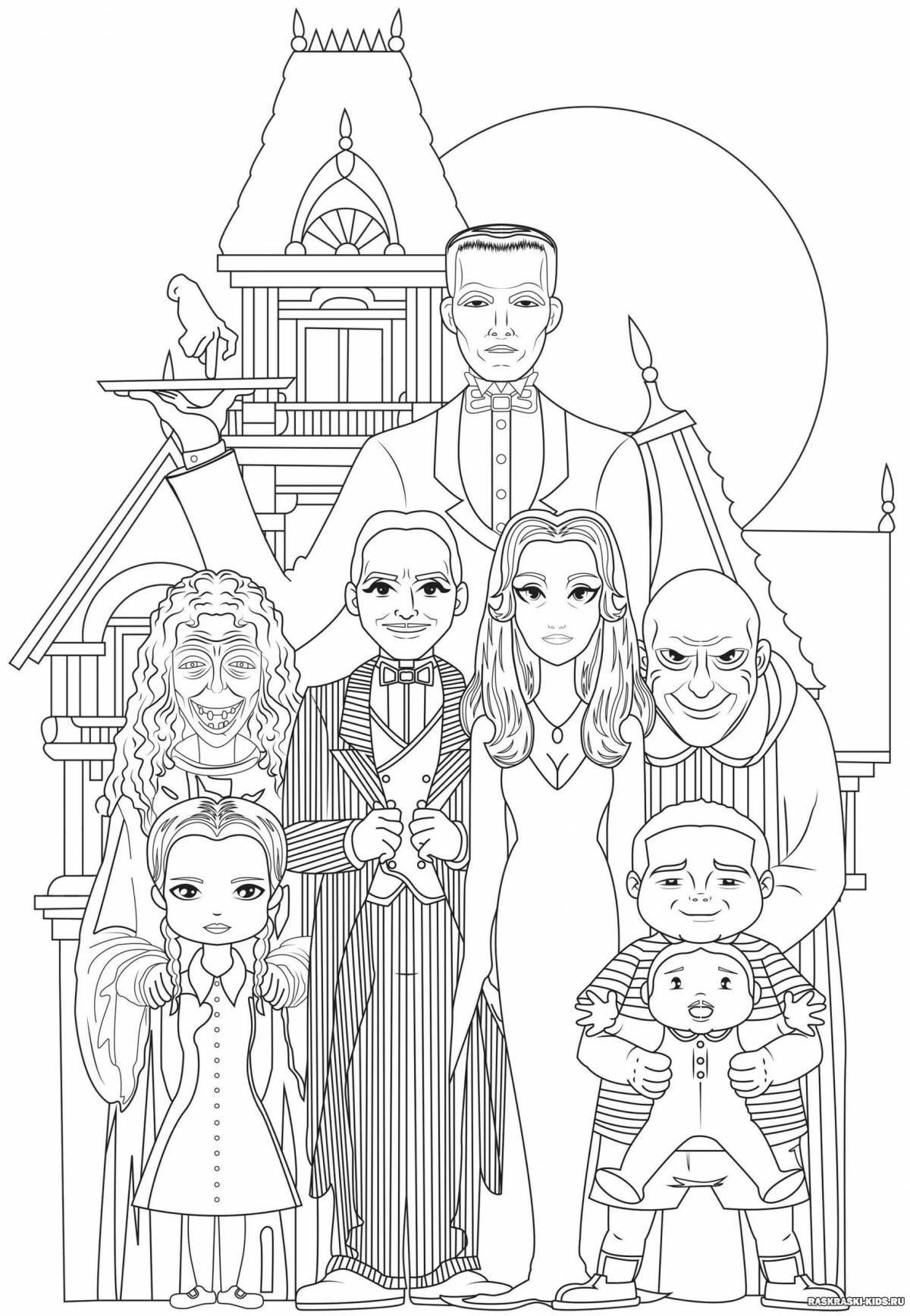 Gorgeous addams family coloring pages for kids