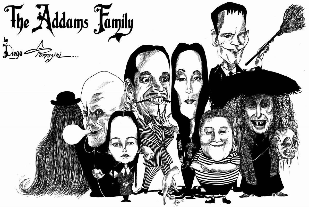 Amazing Addams Family coloring pages for kids