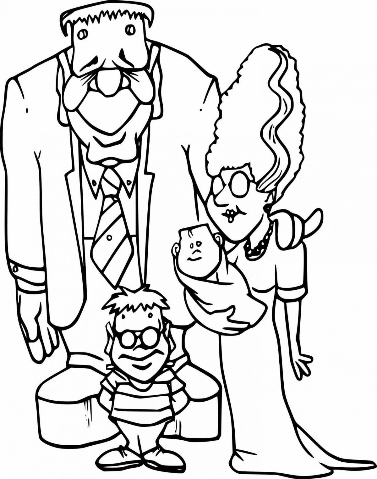 Animated addams family coloring book for kids