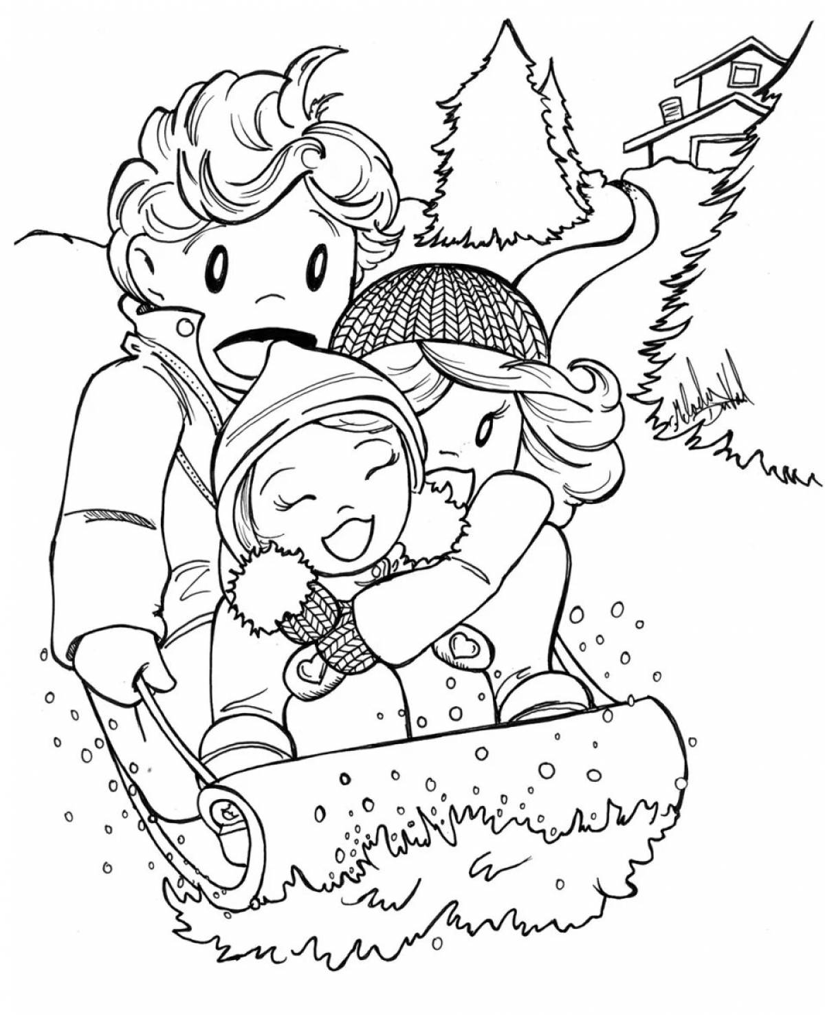 Photo Exquisite sledding coloring book