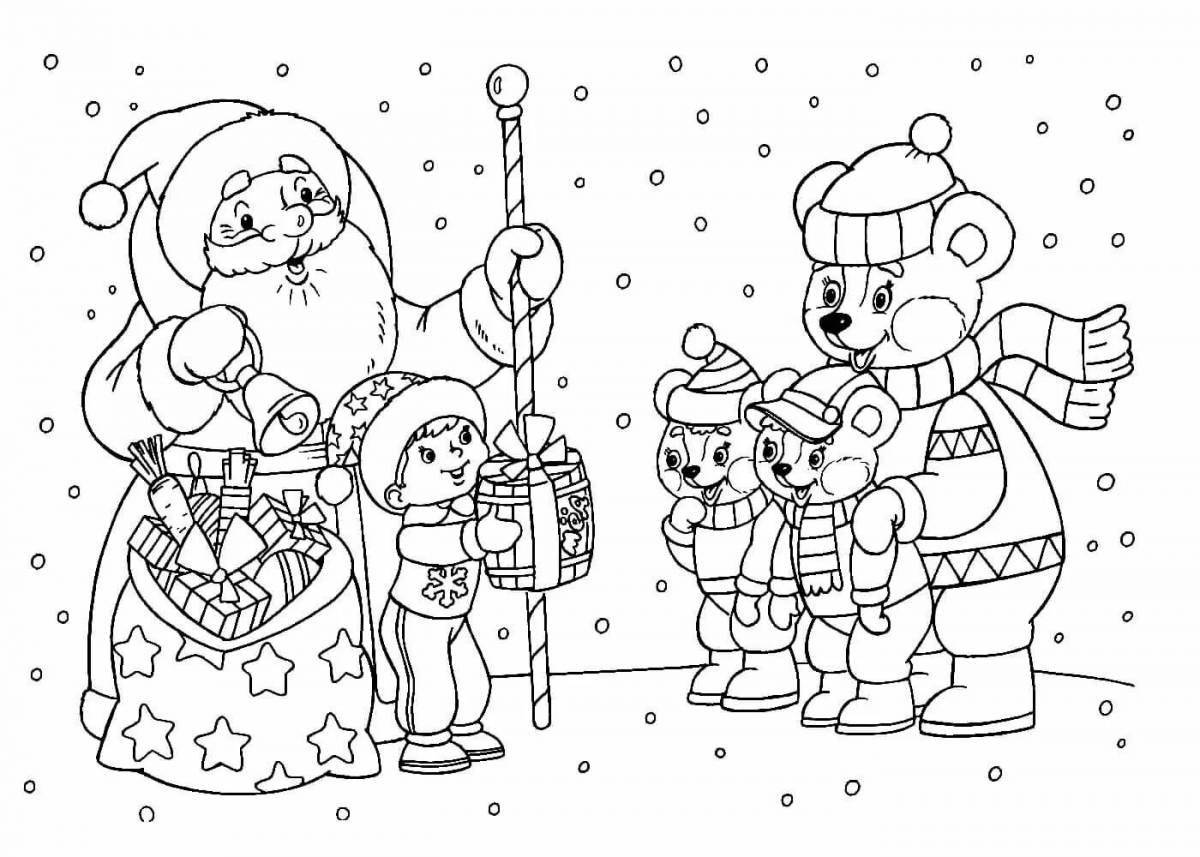 Cute winter coloring book for 3 year olds
