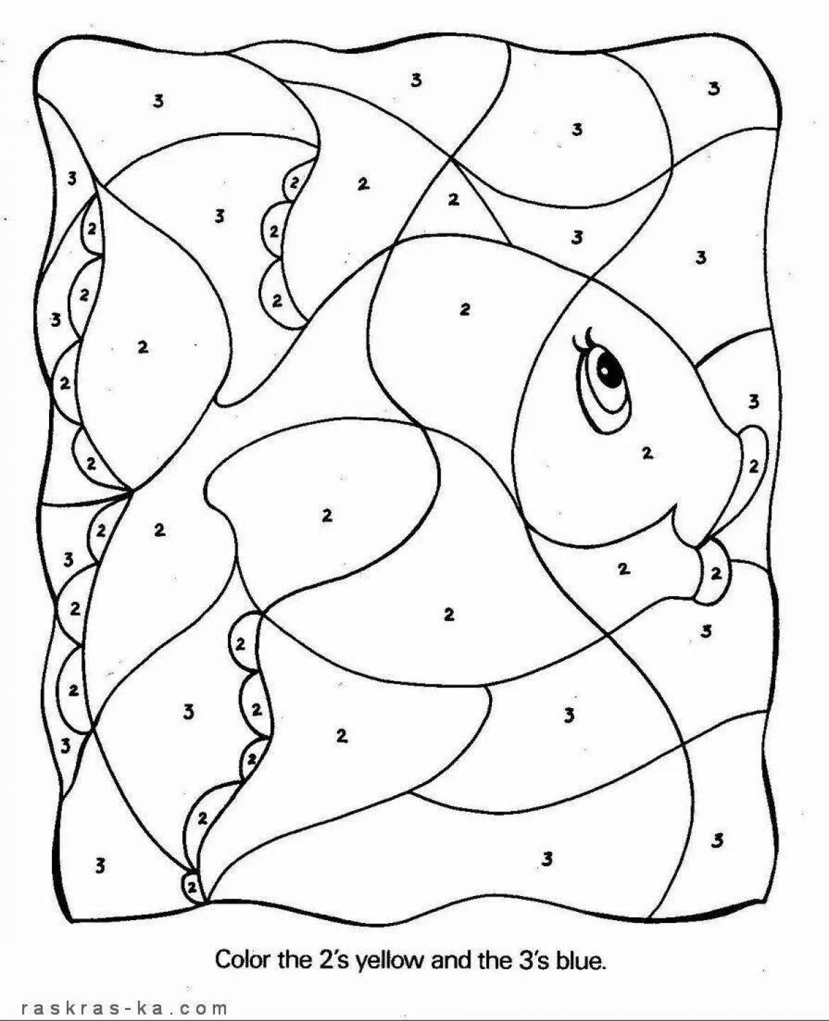 Joyful coloring by numbers for children 4 years old