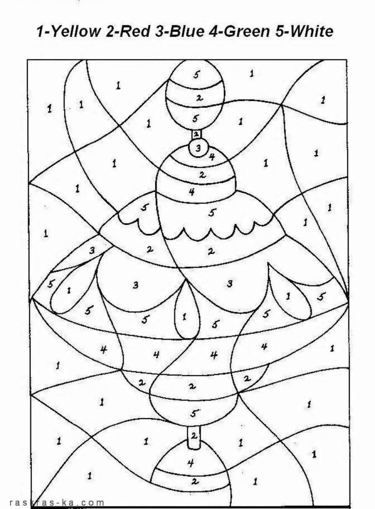 Entertaining coloring by numbers for children 4 years old