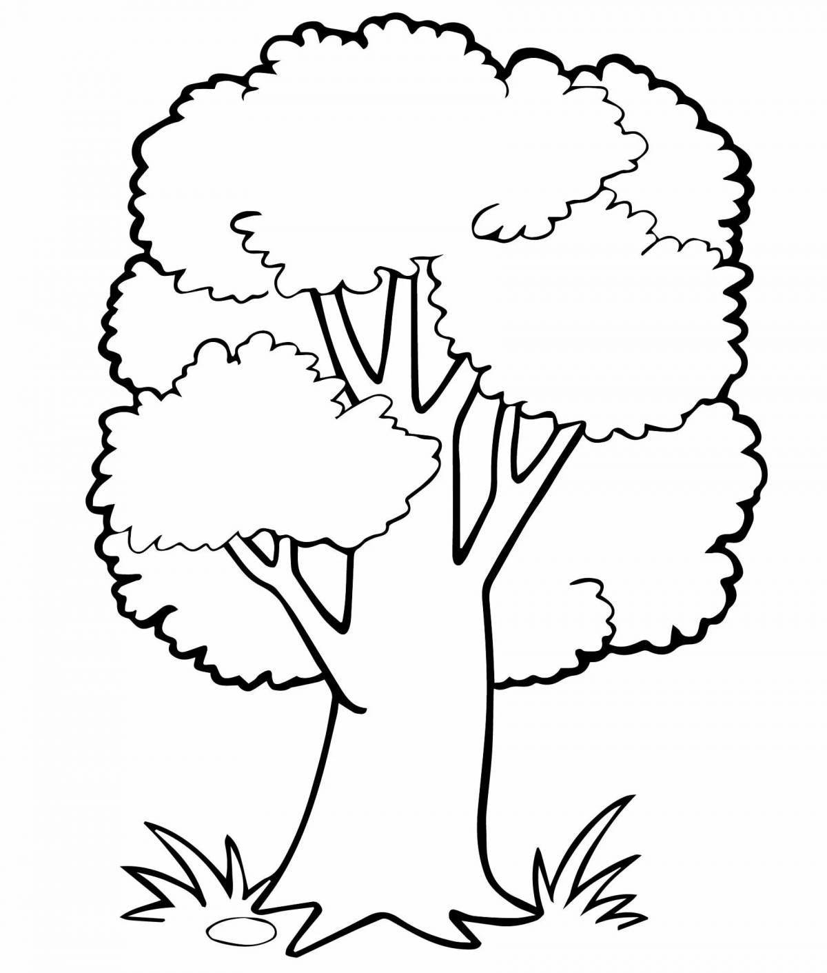 Красочное дерево раскраски для детей 5-6 лет
