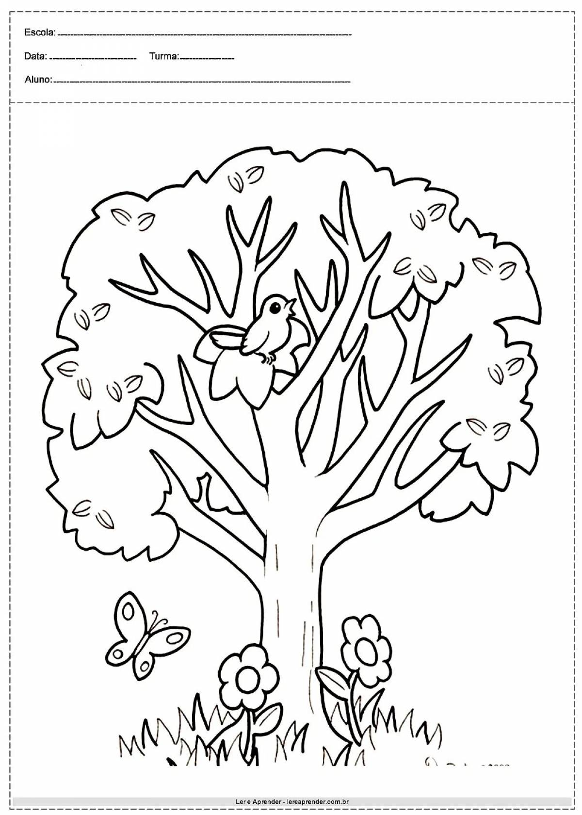 Раскраска сияющее дерево для детей 5-6 лет