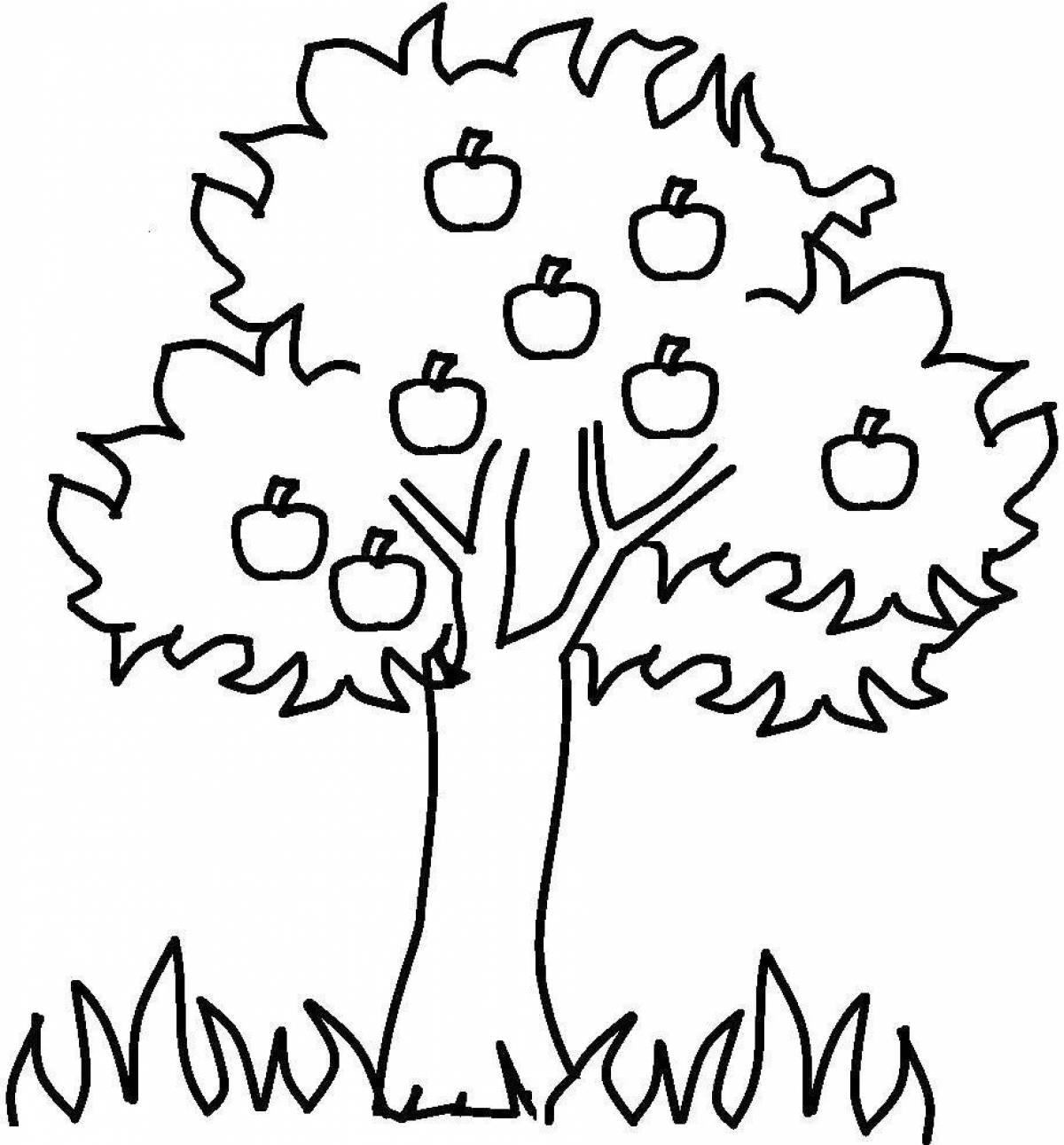 Bright tree coloring for children 5-6 years old