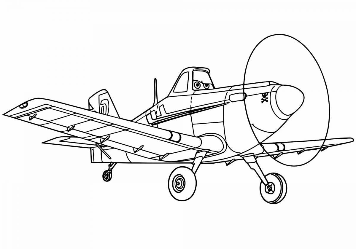 Colorful airplane coloring page for 4-5 year olds