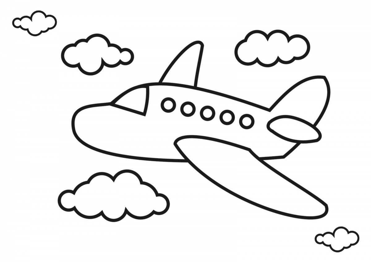 Playful airplane coloring page for 4-5 year olds