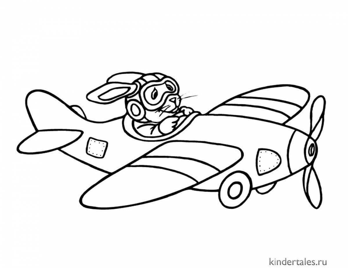 Cute airplane coloring page for 4-5 year olds