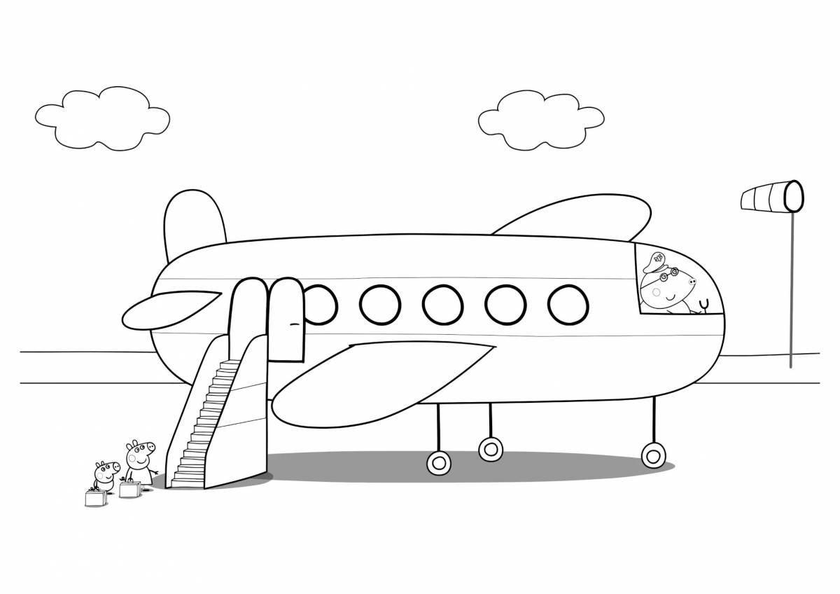 Adorable airplane coloring page for 4-5 year olds