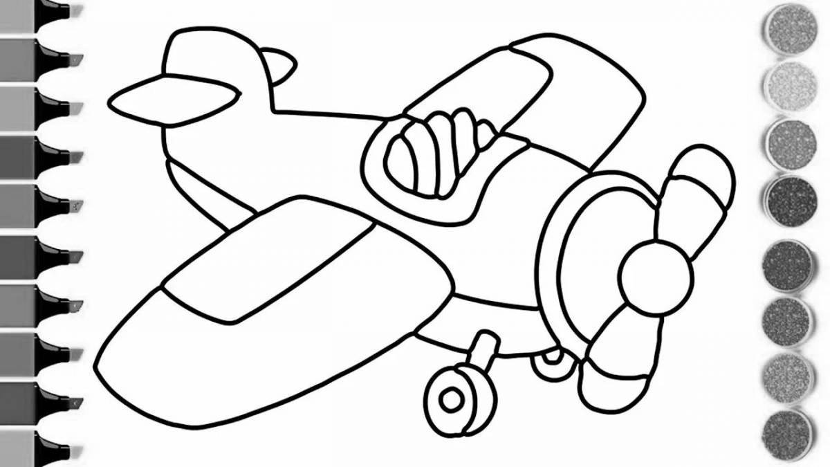 Раскраска симпатичный самолет для детей 4-5 лет