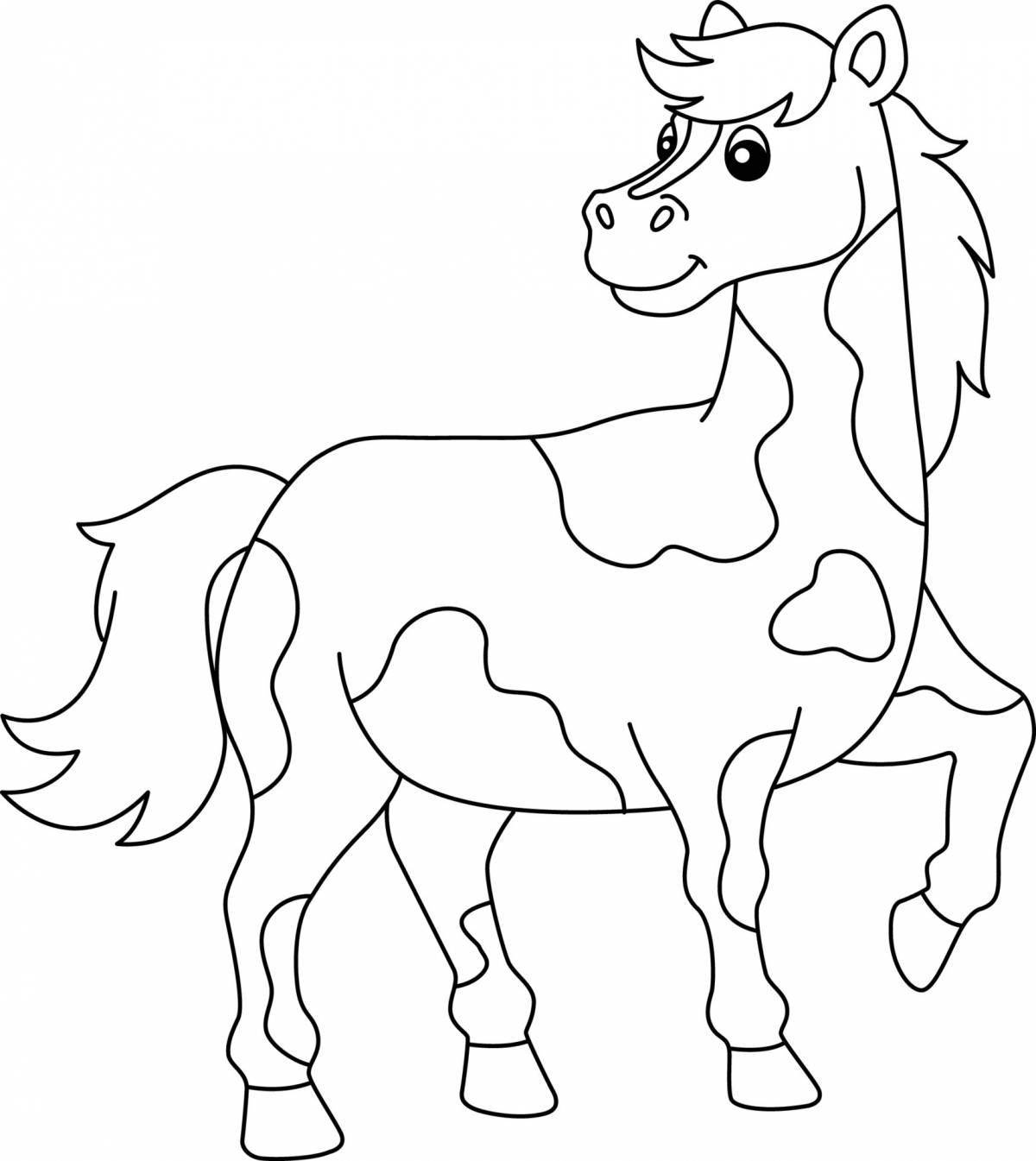 Adorable horse coloring book for 2-3 year olds