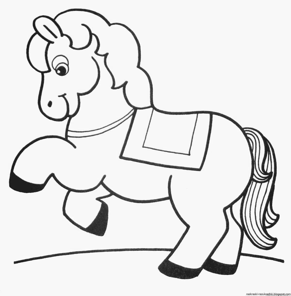 Fun coloring horse for children 2-3 years old