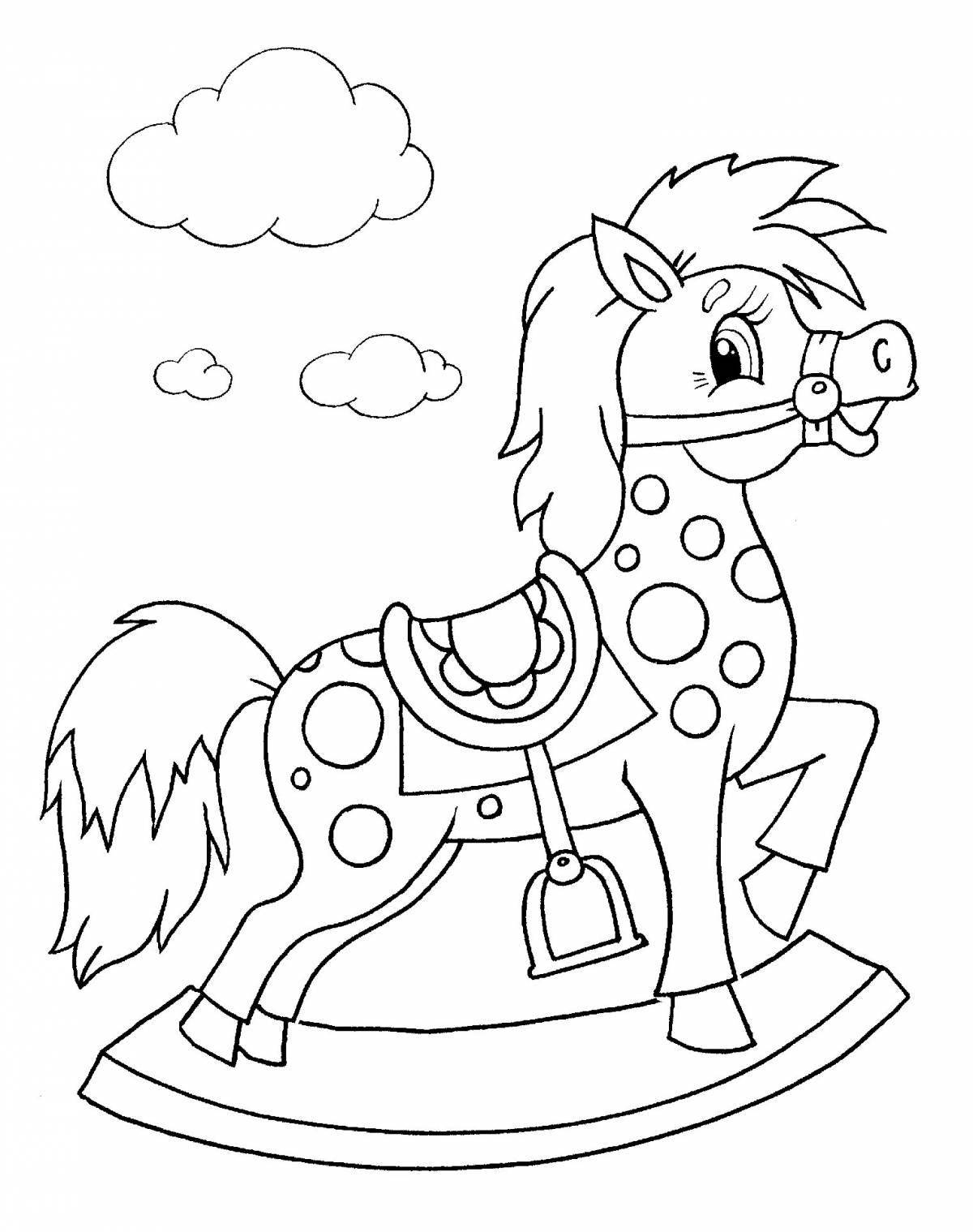 Large horse coloring book for children 2-3 years old