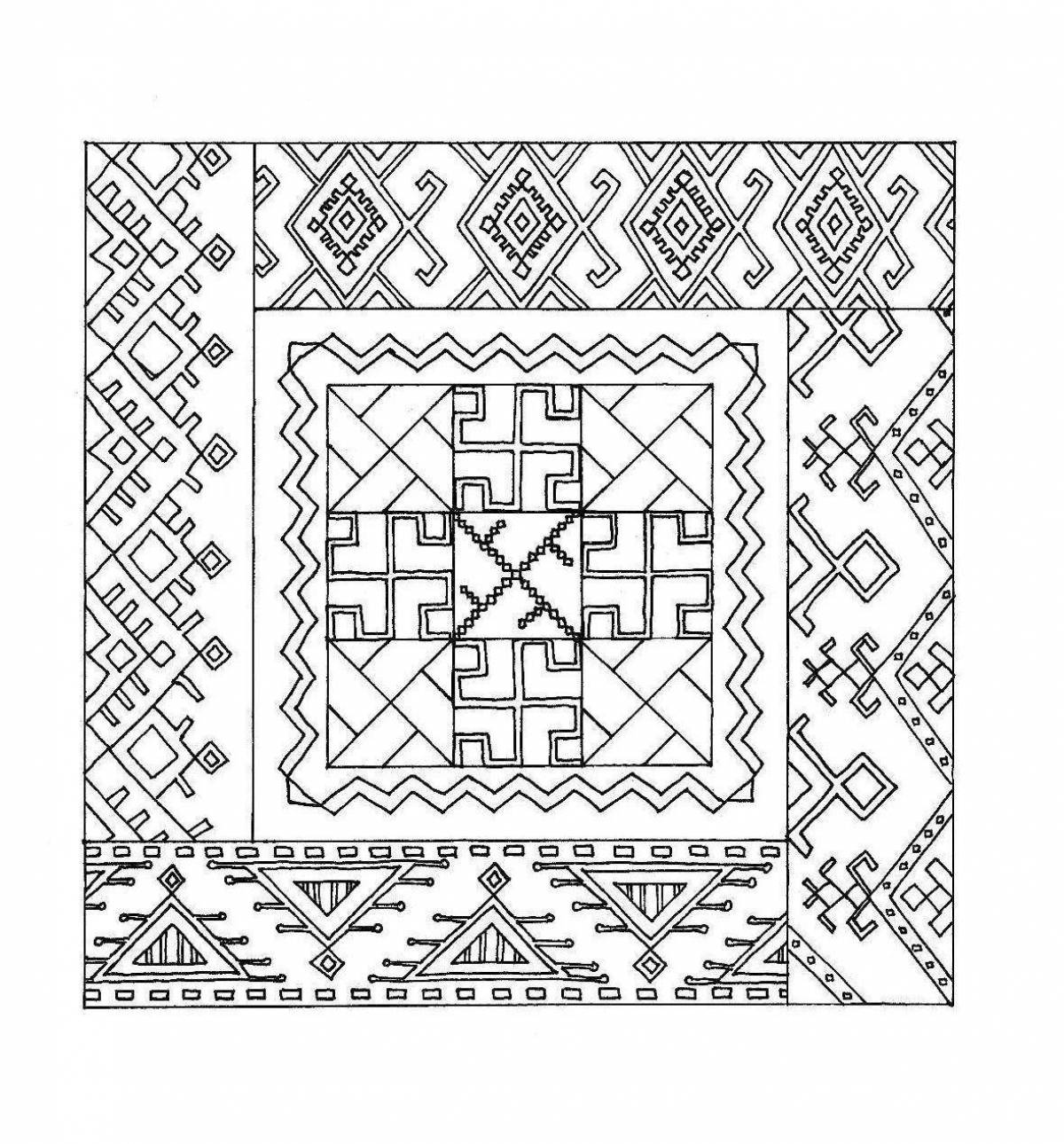 Colorful Chuvash patterns and ornaments for children