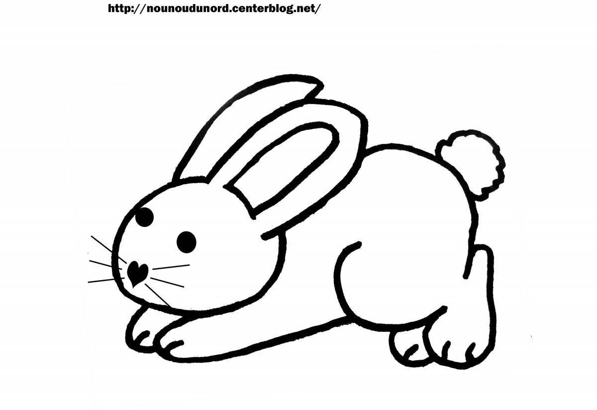 Раскраска «игривый заяц» для детей 2-3 лет