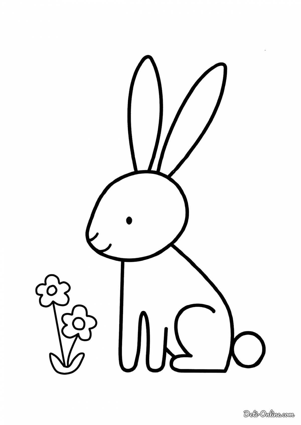 Coloring book cute hare for children 2-3 years old