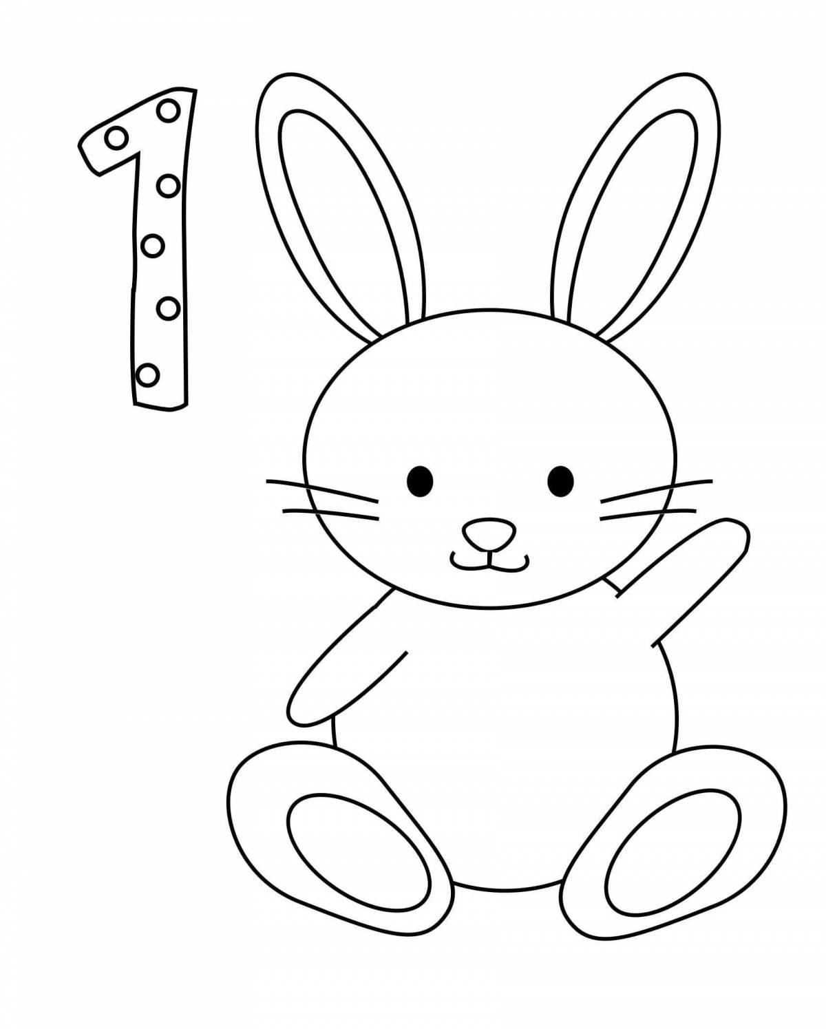 Coloring book glowing hare for children 2-3 years old