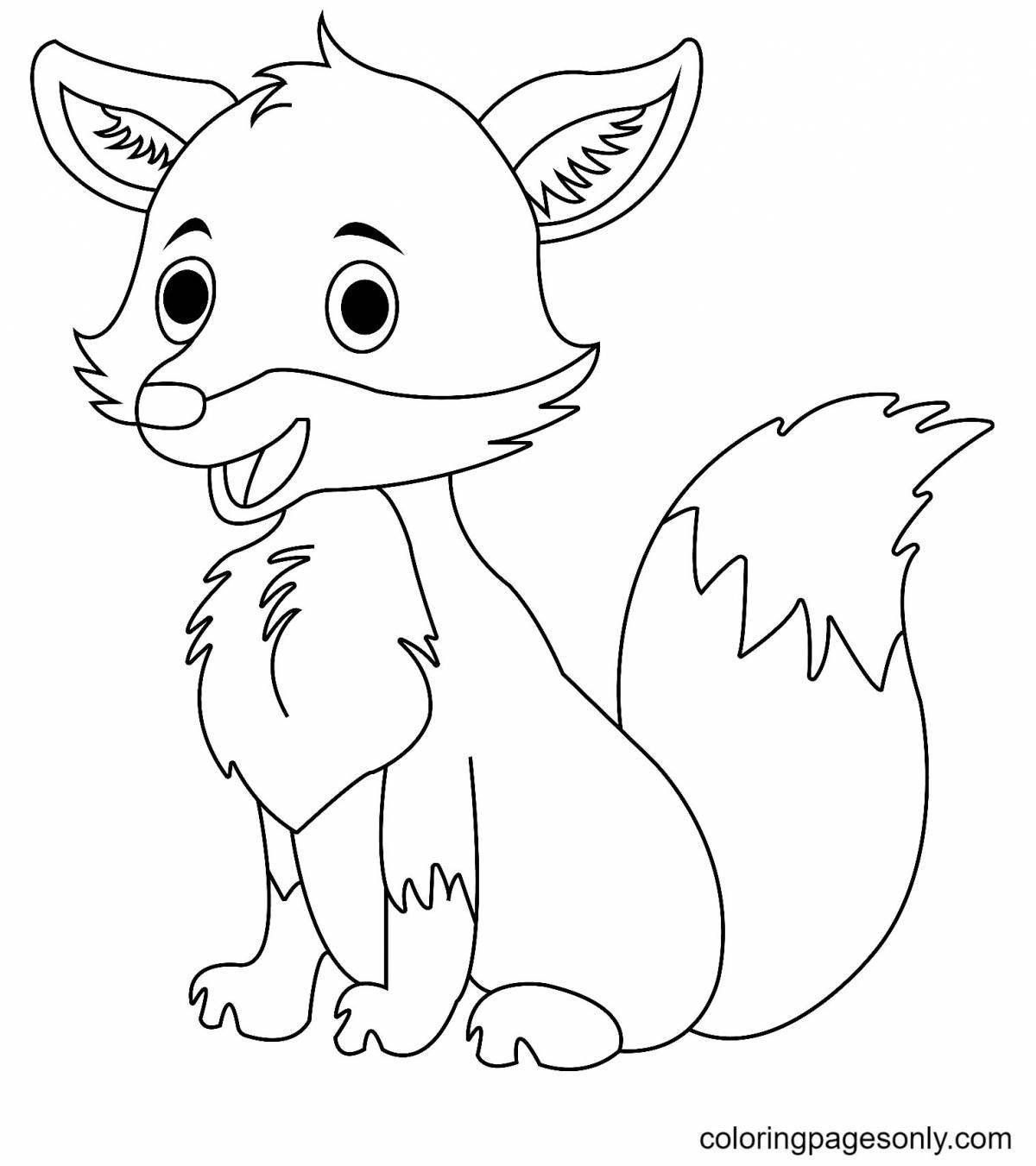 Fun coloring fox for children 3-4 years old