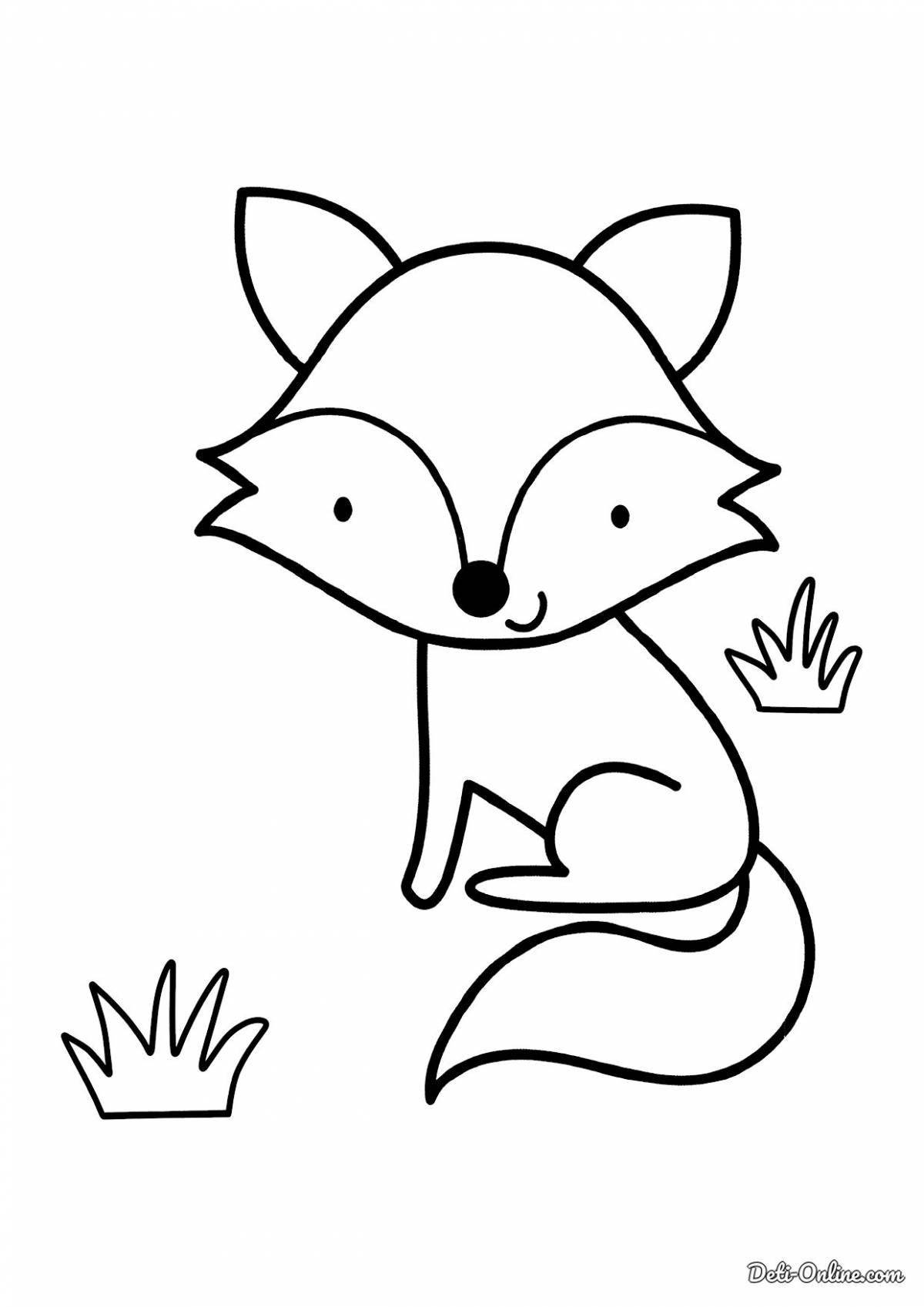 Violent fox coloring for children 3-4 years old