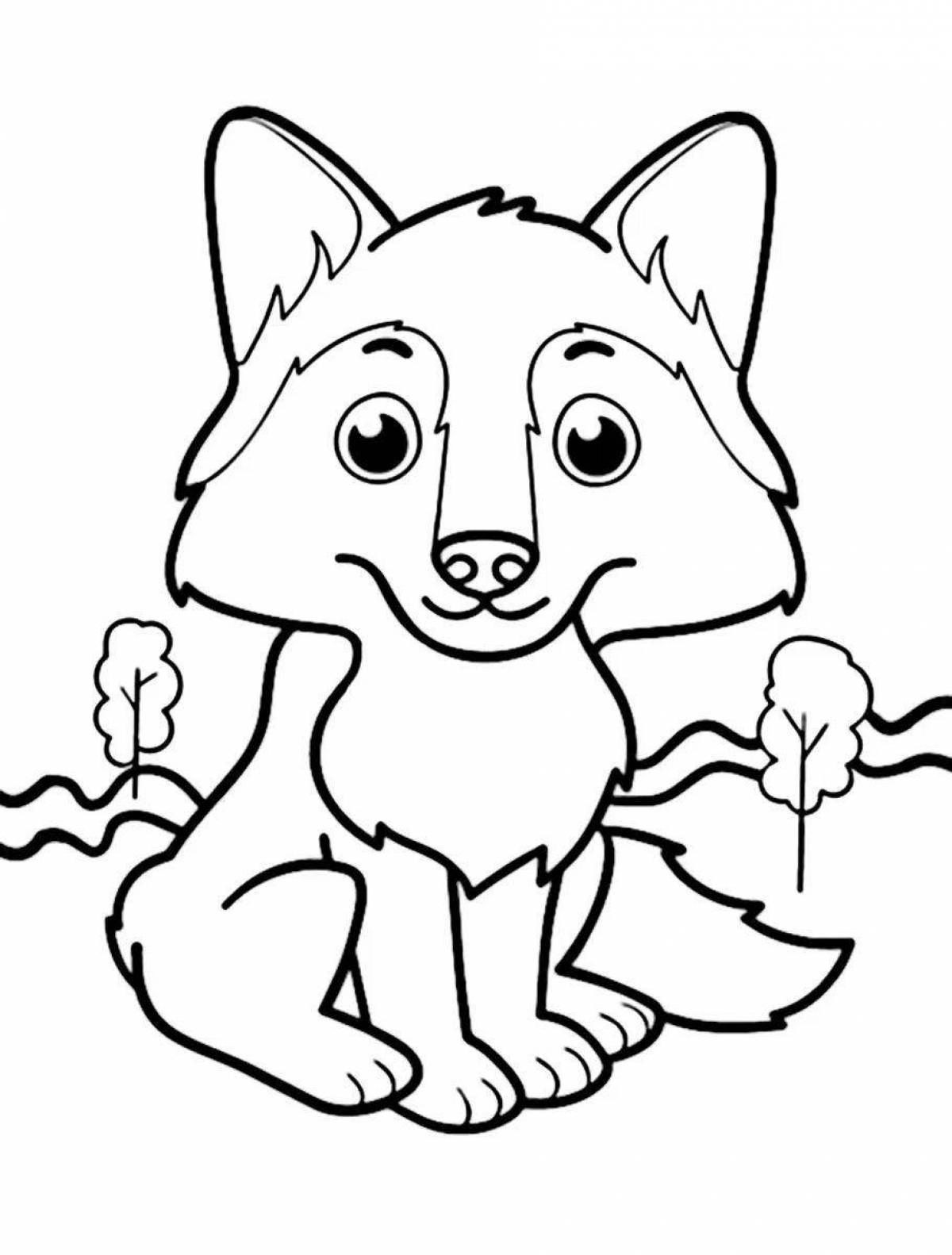 Holiday coloring fox for children 3-4 years old