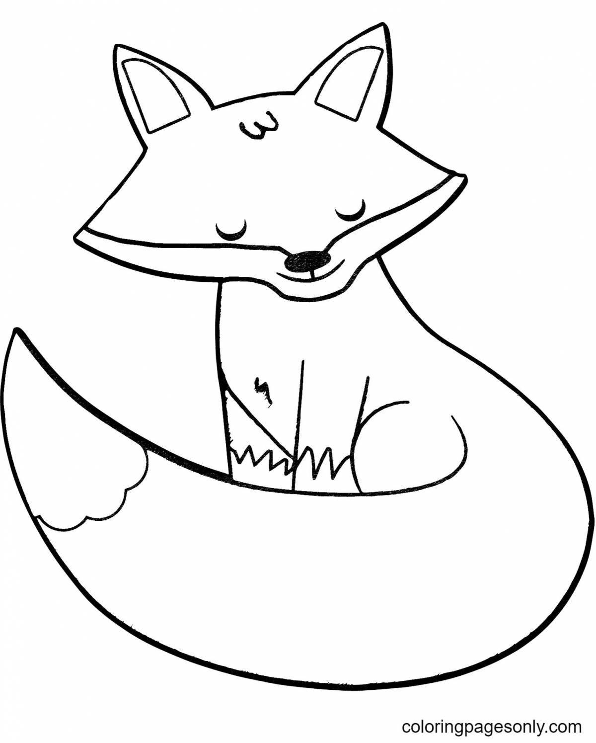 Coloring book playful fox for children 3-4 years old