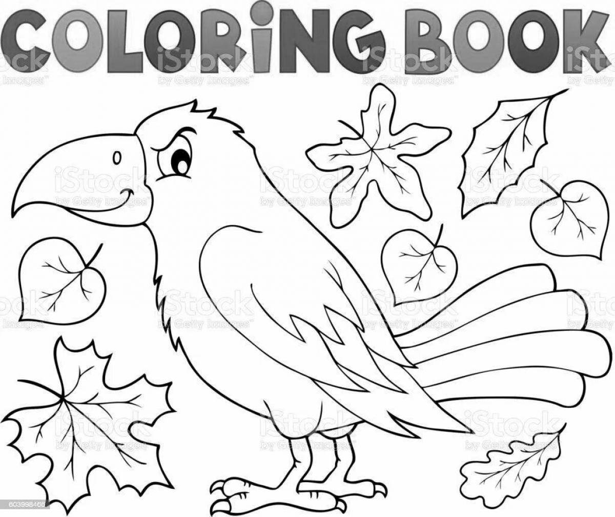 Раскраска «игривая ворона» для детей 3-4 лет