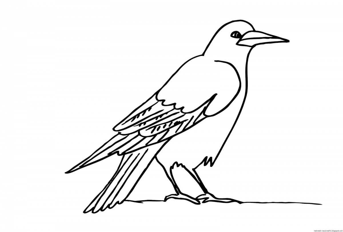 Attractive crow coloring page for 3-4 year olds