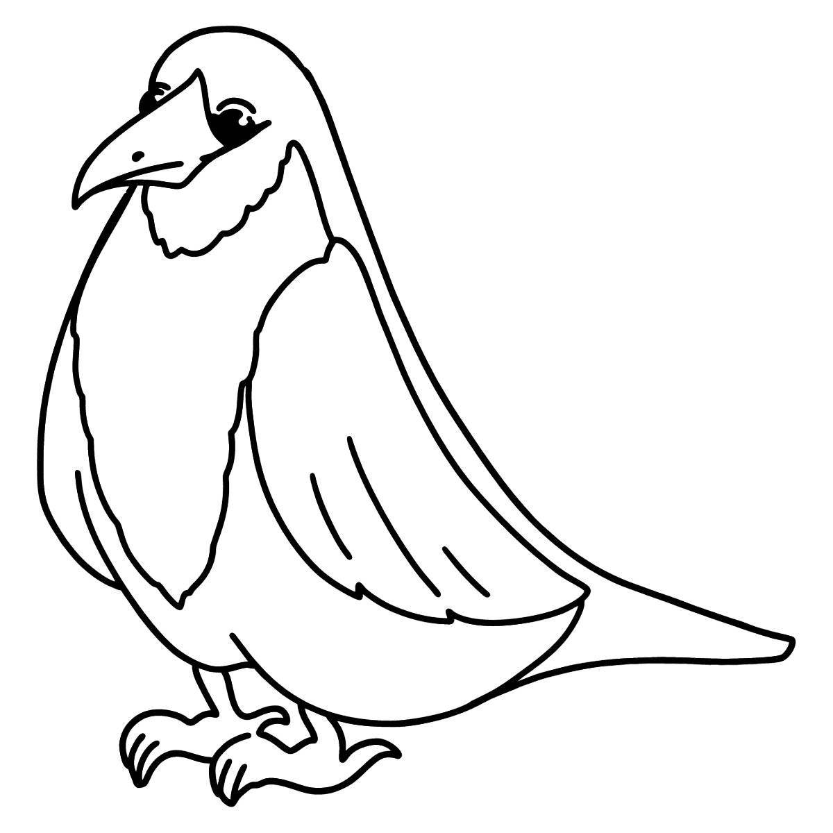 Развлекательная раскраска ворона для детей 3-4 лет