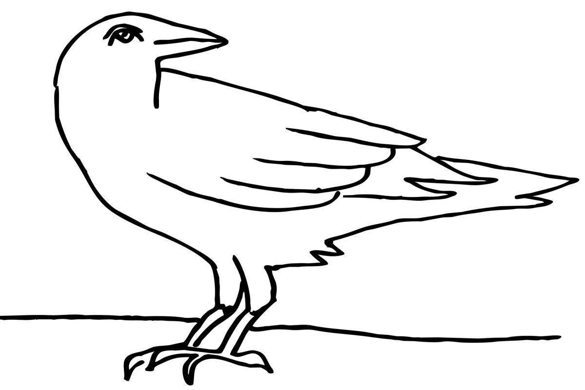 Coloring book cute crow for 3-4 year olds