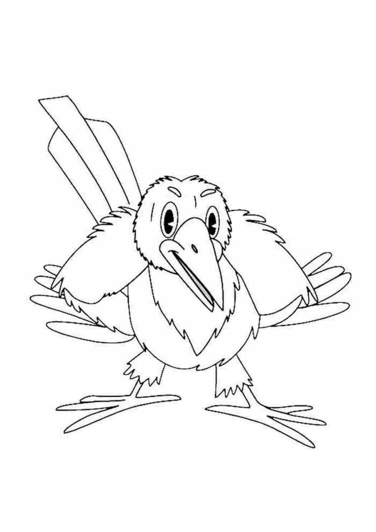 Раскраска жирная ворона для детей 3-4 лет